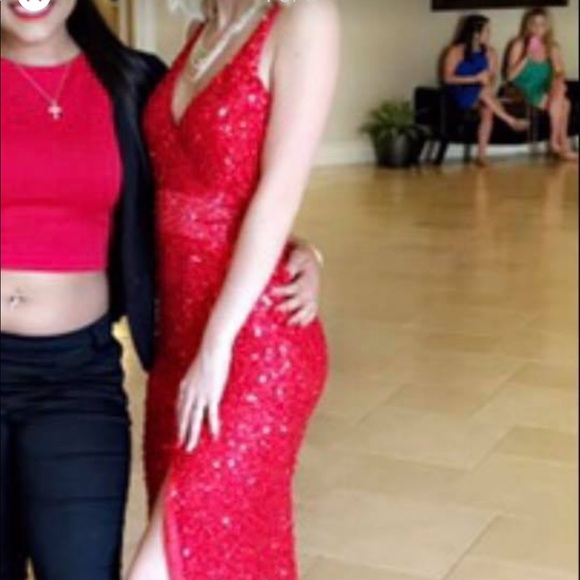 New Red Sequins Dress From Nordstorm. Open back - Picture 1 of 3